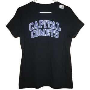 Capital University T-Shirt Size M Black & Purple SS Cotton Campus Girls Guys NWT